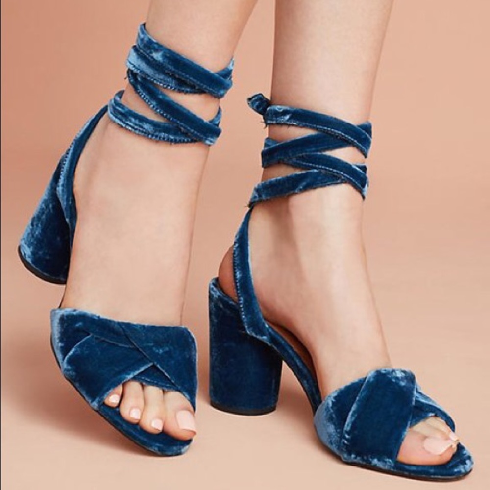 Hudson Blue Velvet Ankle-tie Heels